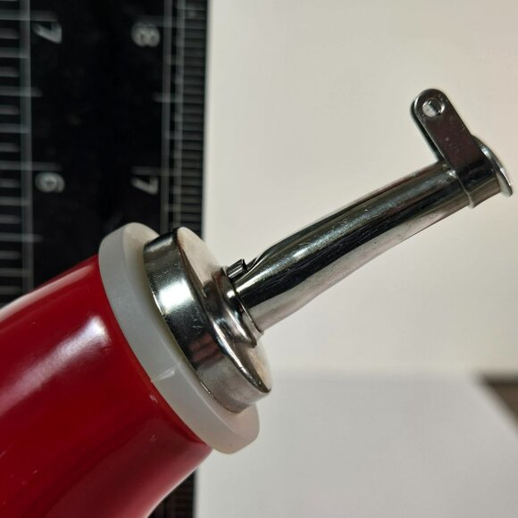 Rachel Ray 7" Cruet Oil or Vinegar Dispenser Bottle Stoneware Red w Spout H016 - Picture 8 of 11